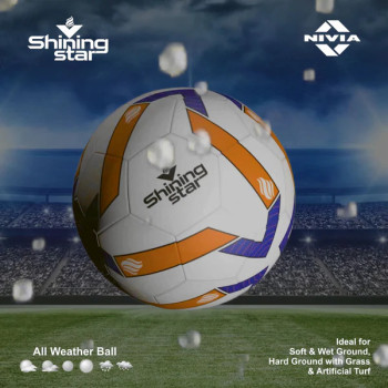 Nivia Shining Star Football 32 Panel Hand-Stitched Rubber Tournament Football No.5